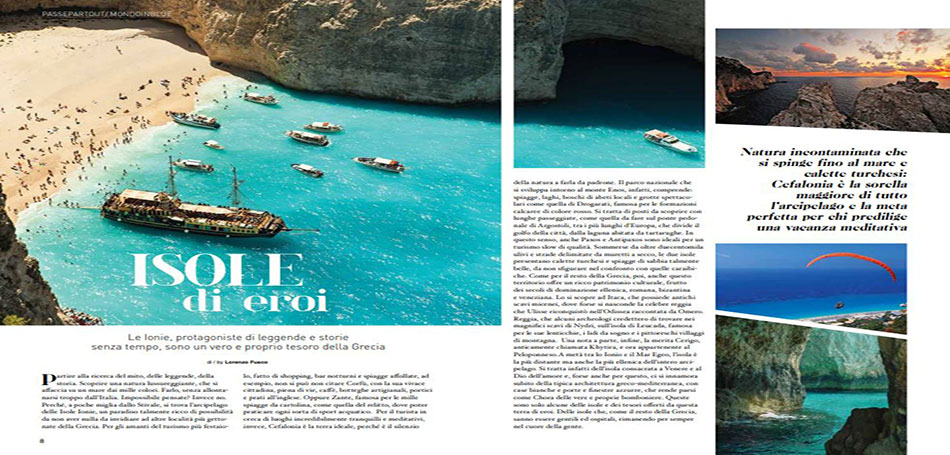 Τα Ιόνια Νησιά σε περιοδικό ιταλικής αεροπορικής εταιρείας